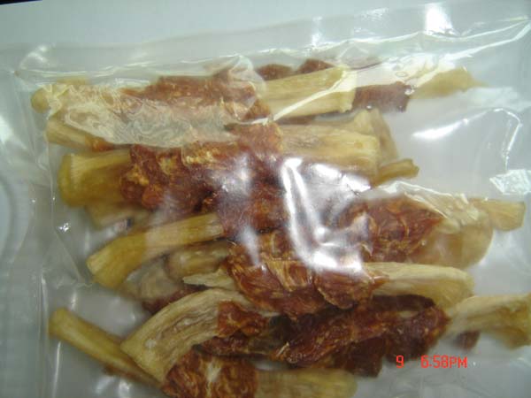 Chicken jerky with beef tendon twisted