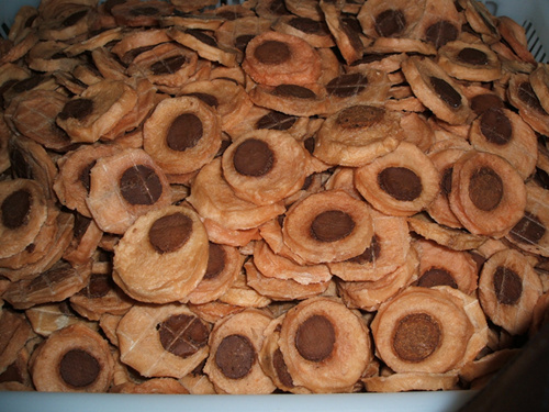 Chicken jerky with bone powder sausage