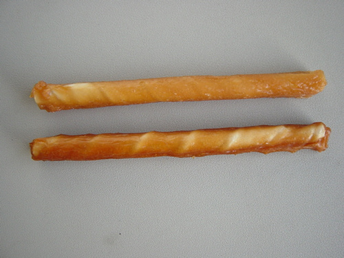 Milk munchy stick with chicken paste wrap