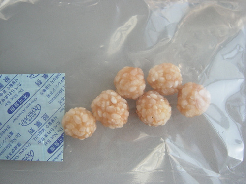 Soft chicken jerky with rice ball