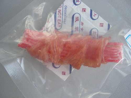 Soft chicken jerky with surimi stick