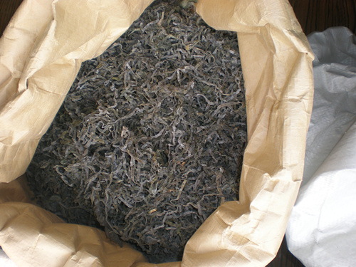 Sun dried kelp in water-proof woven bag